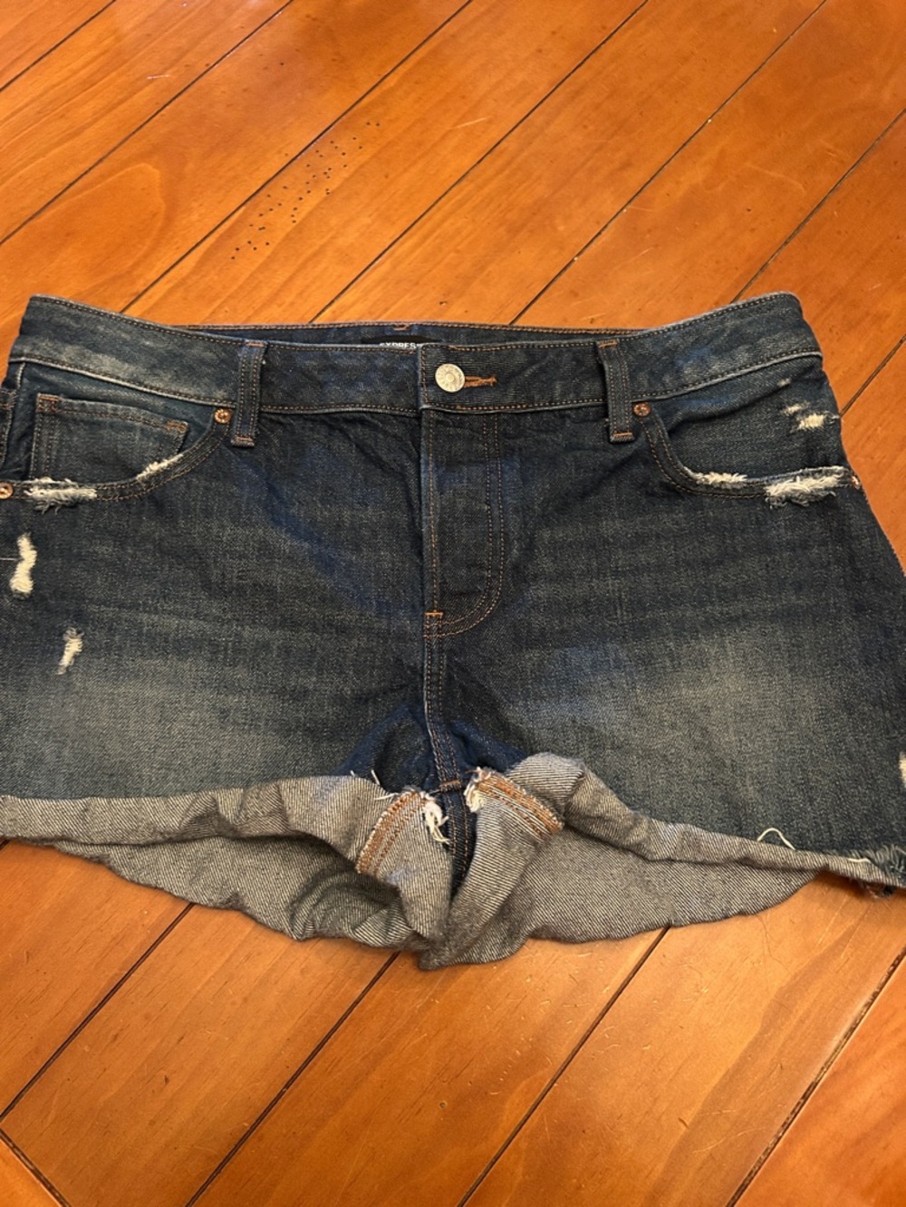 Express Distressed Boyfriend Midi Jeans Low Rise Size 10